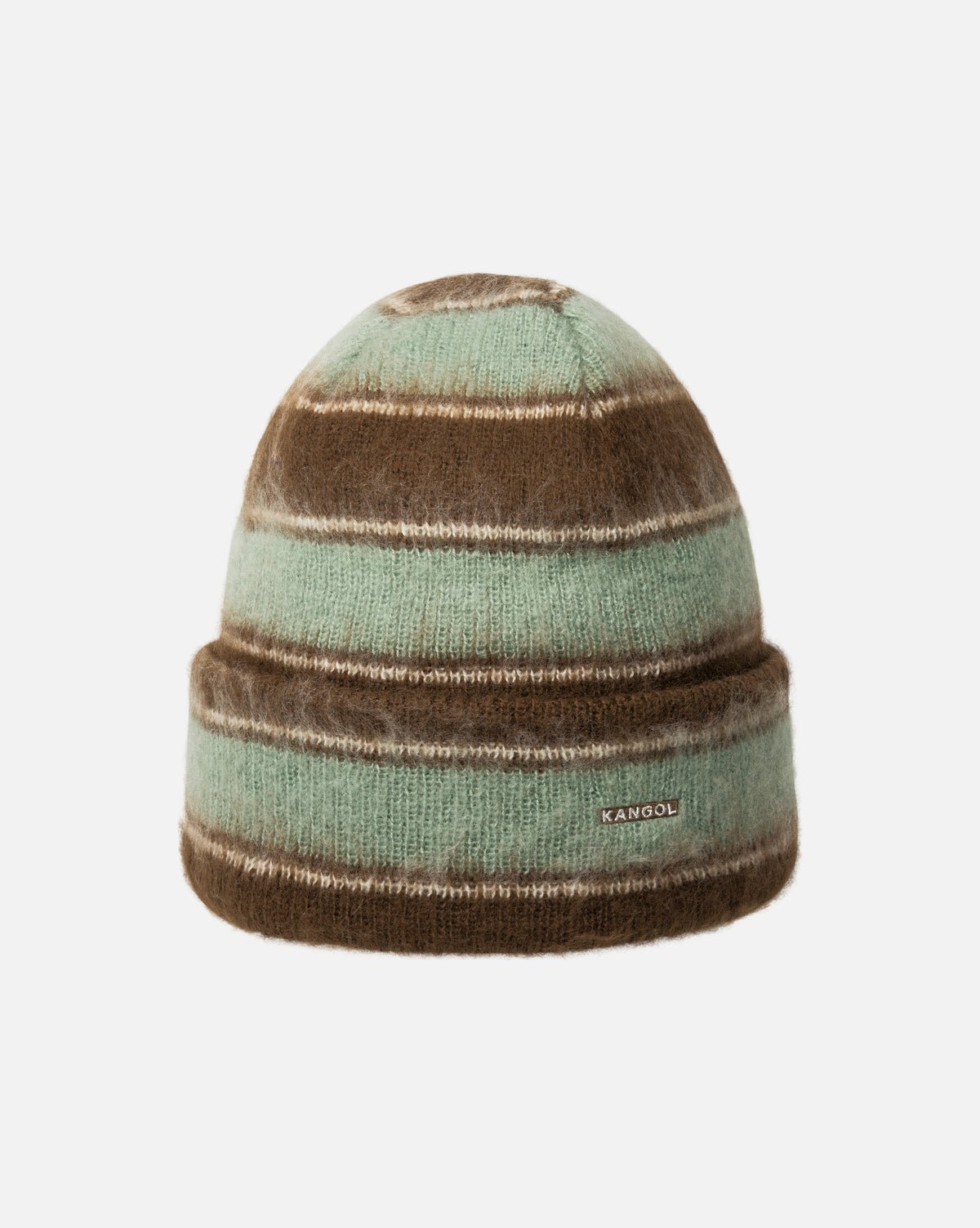 Fuzzy Stripe Beanie Brown