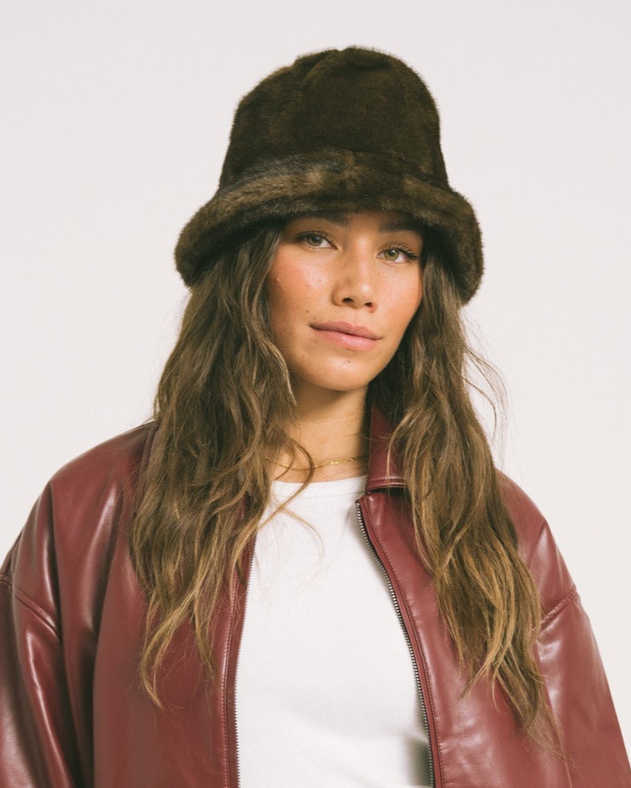 Fluffy Hat Dark Brown