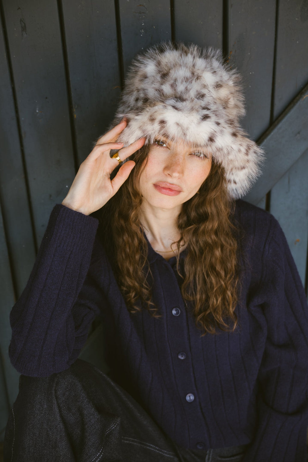 Fluffy Hat Snow Leopard