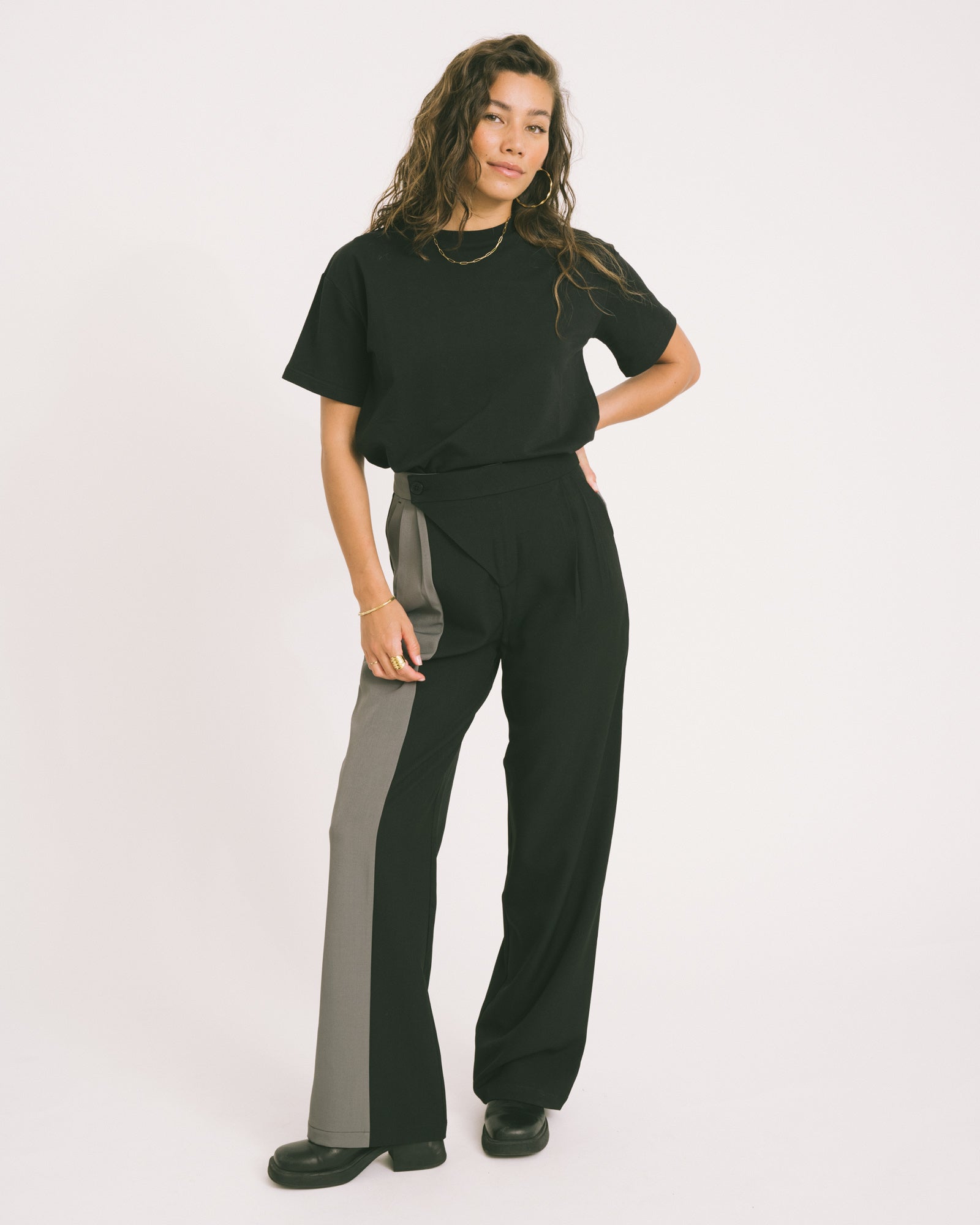 Lea Pantalon Blocked Black Grey