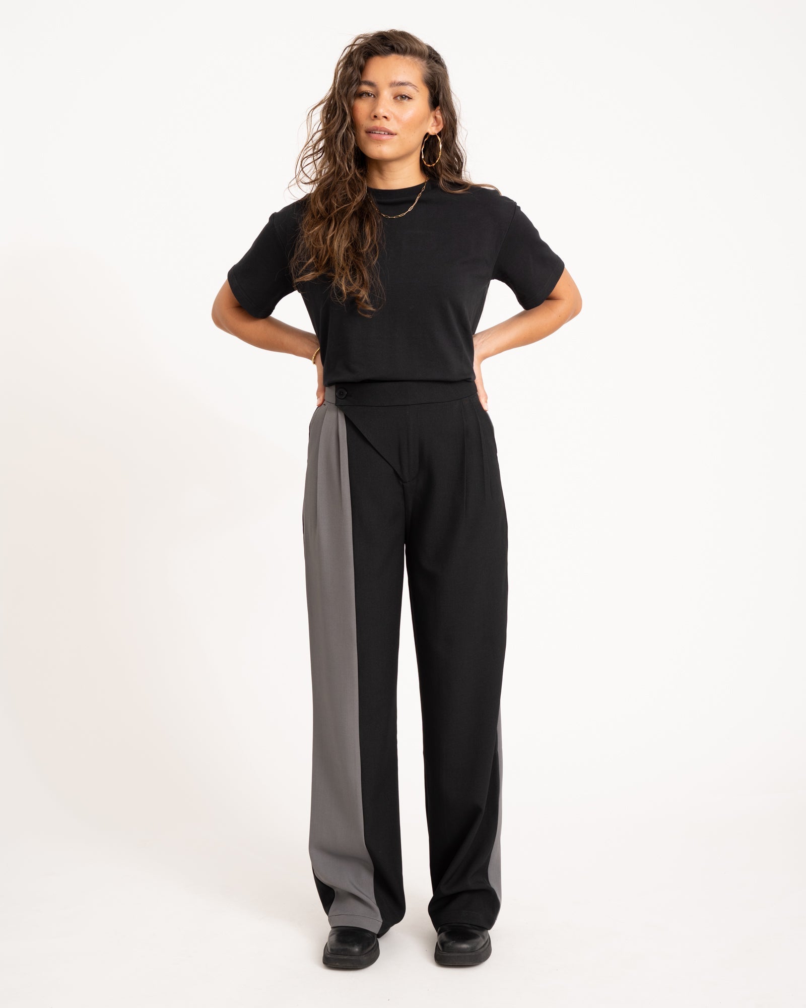 Lea Pantalon Blocked Black Grey