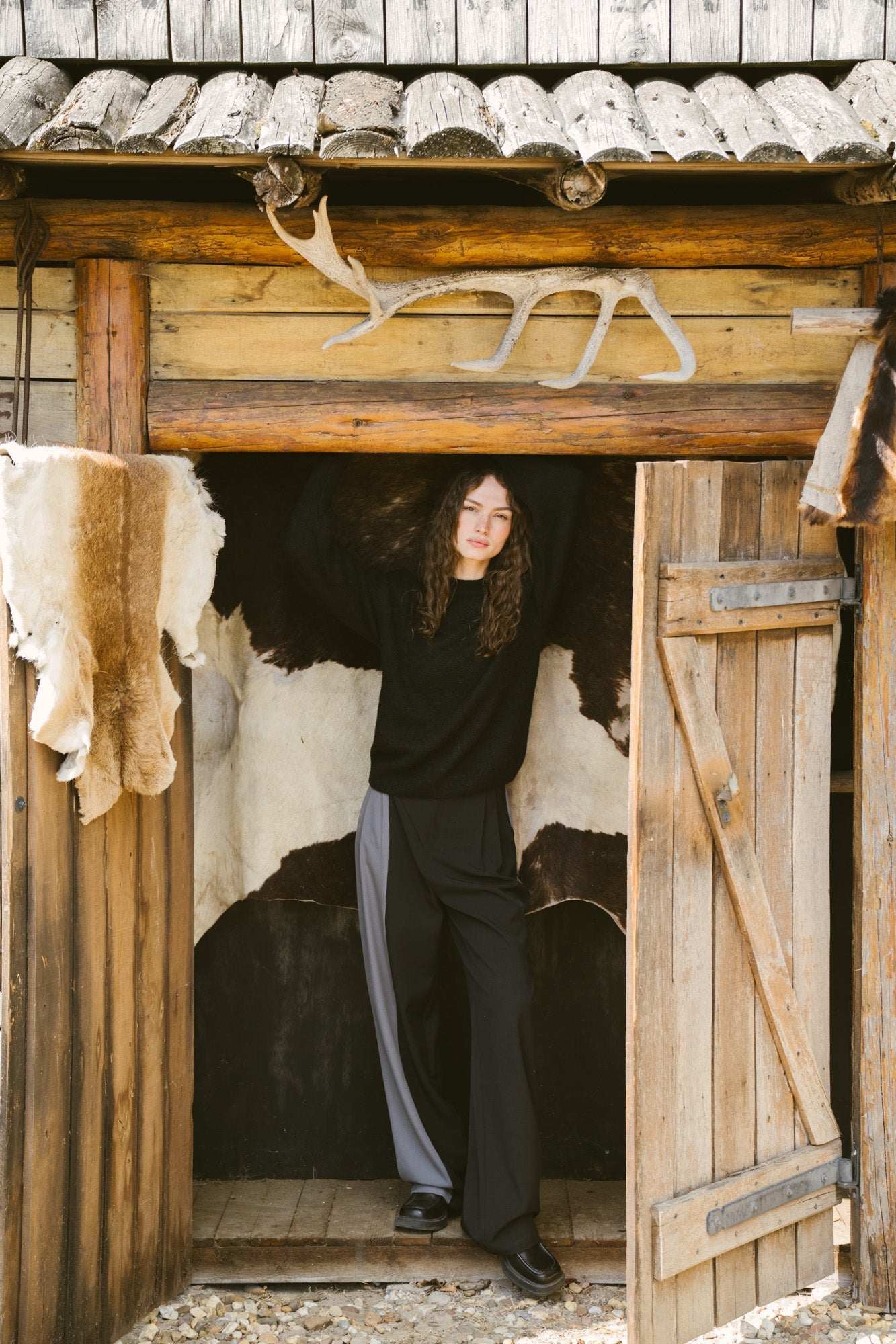 Lea Pantalon Blocked Black Grey