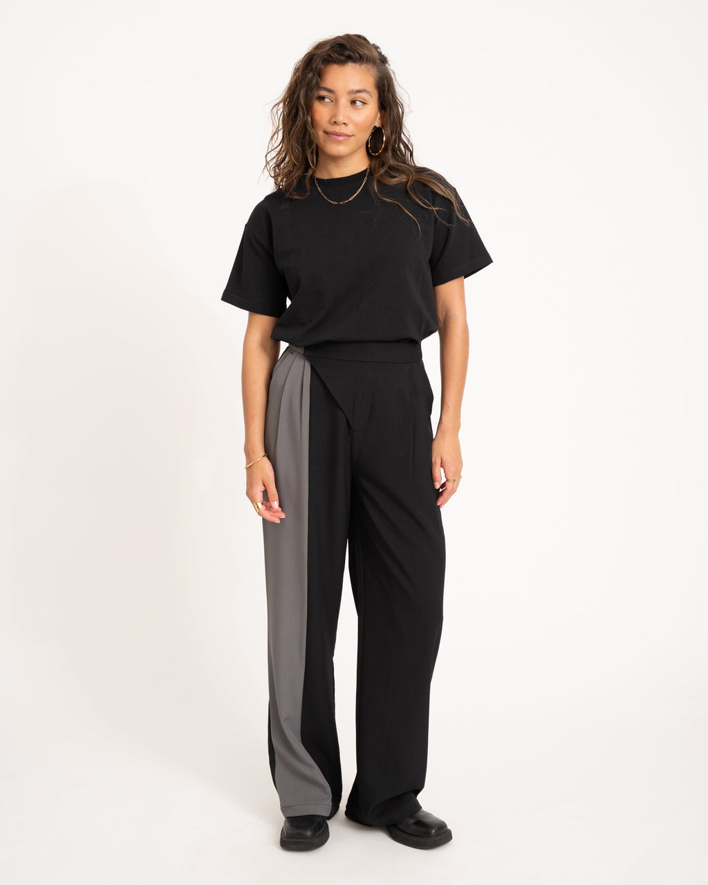 Lea Pantalon Blocked Black Grey