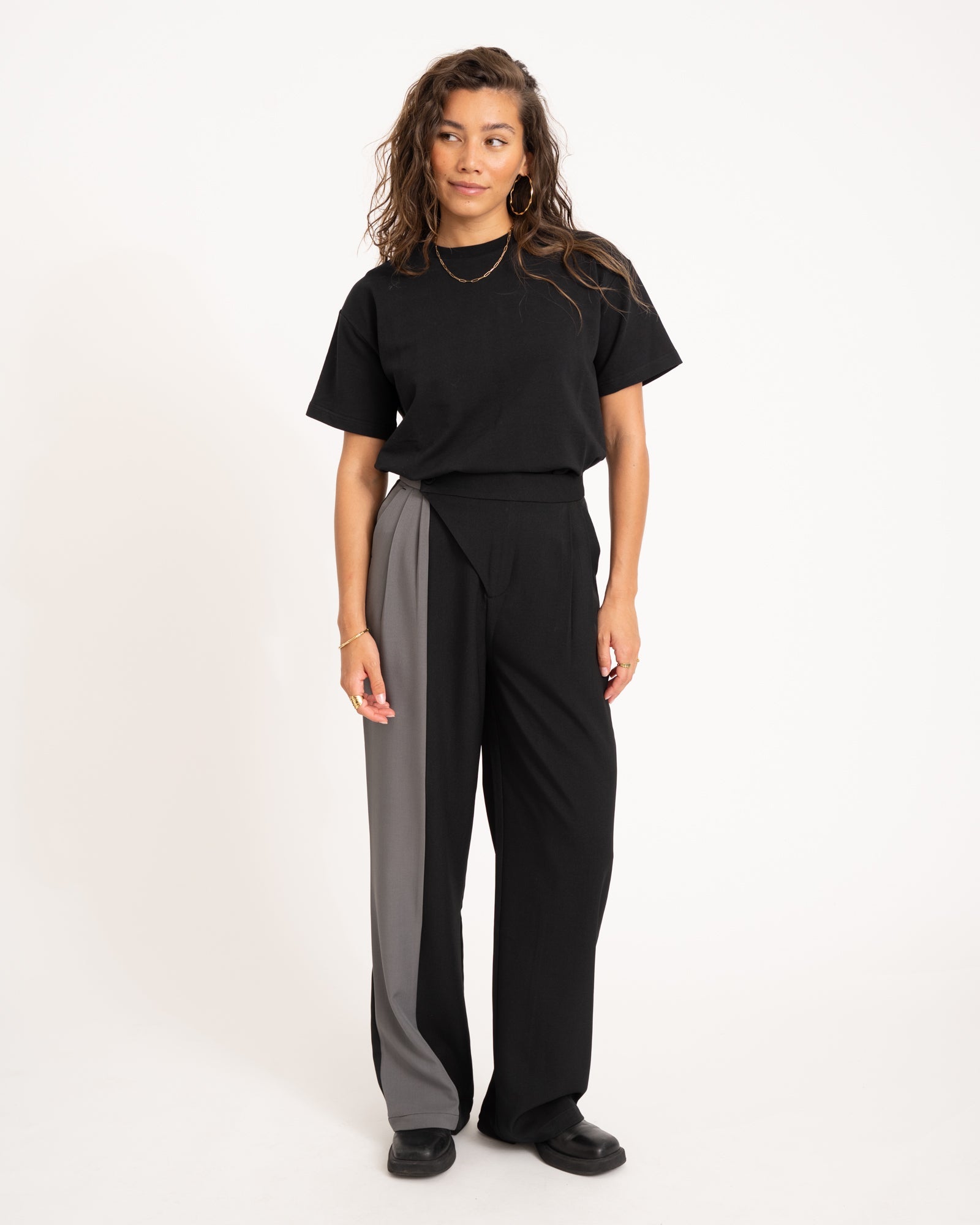 Lea Pantalon Blocked Black Grey