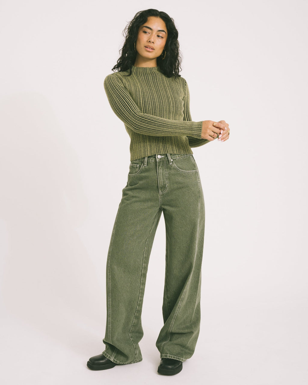 Missy Relaxed Seam Jeans Olive