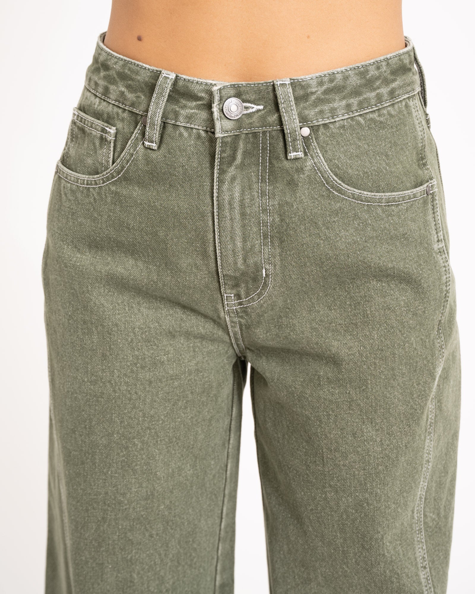 Missy Relaxed Seam Jeans Olive
