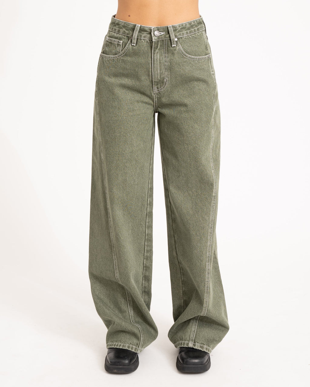Missy Relaxed Seam Jeans Olive