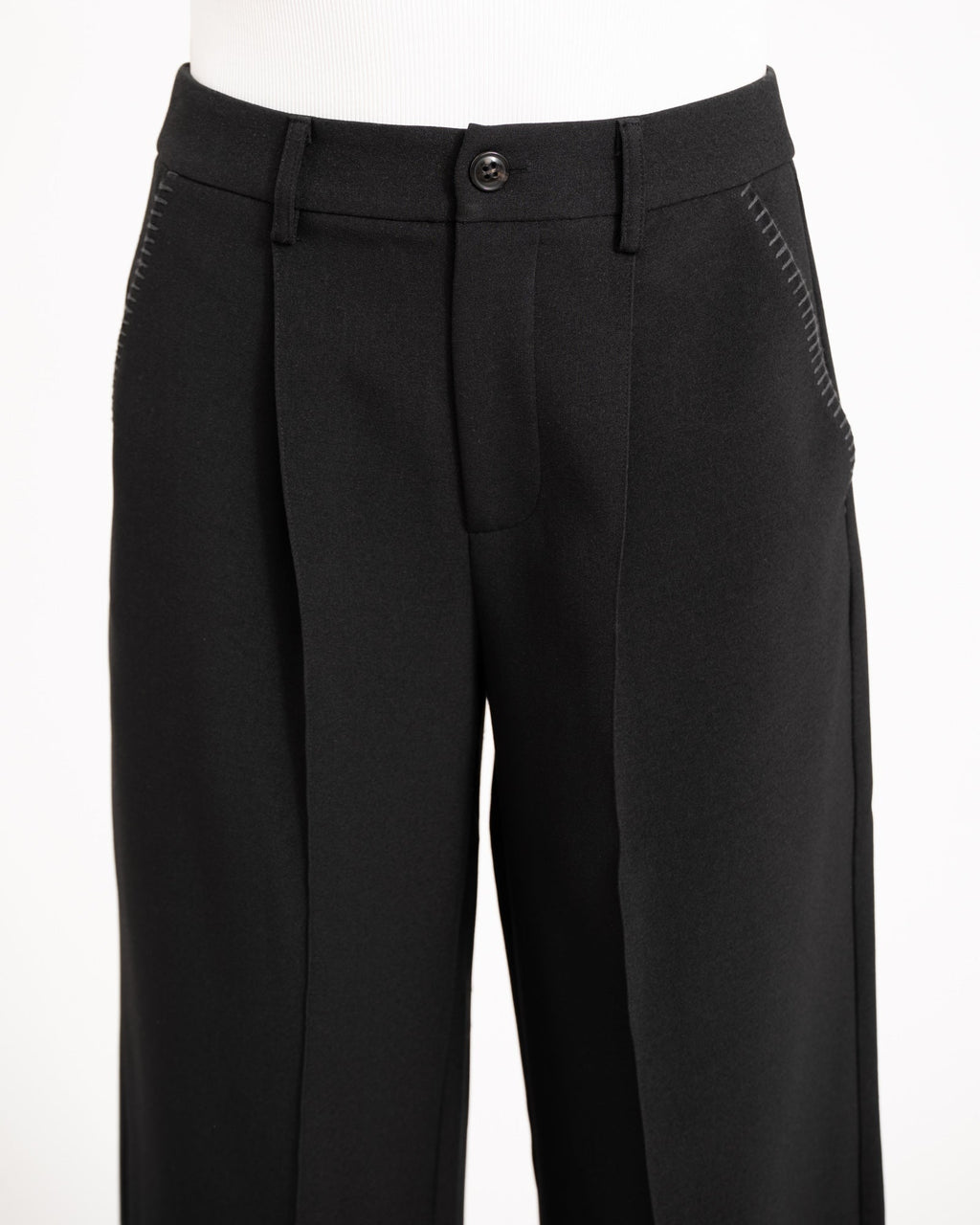 Stitch Pintuck Pants Black