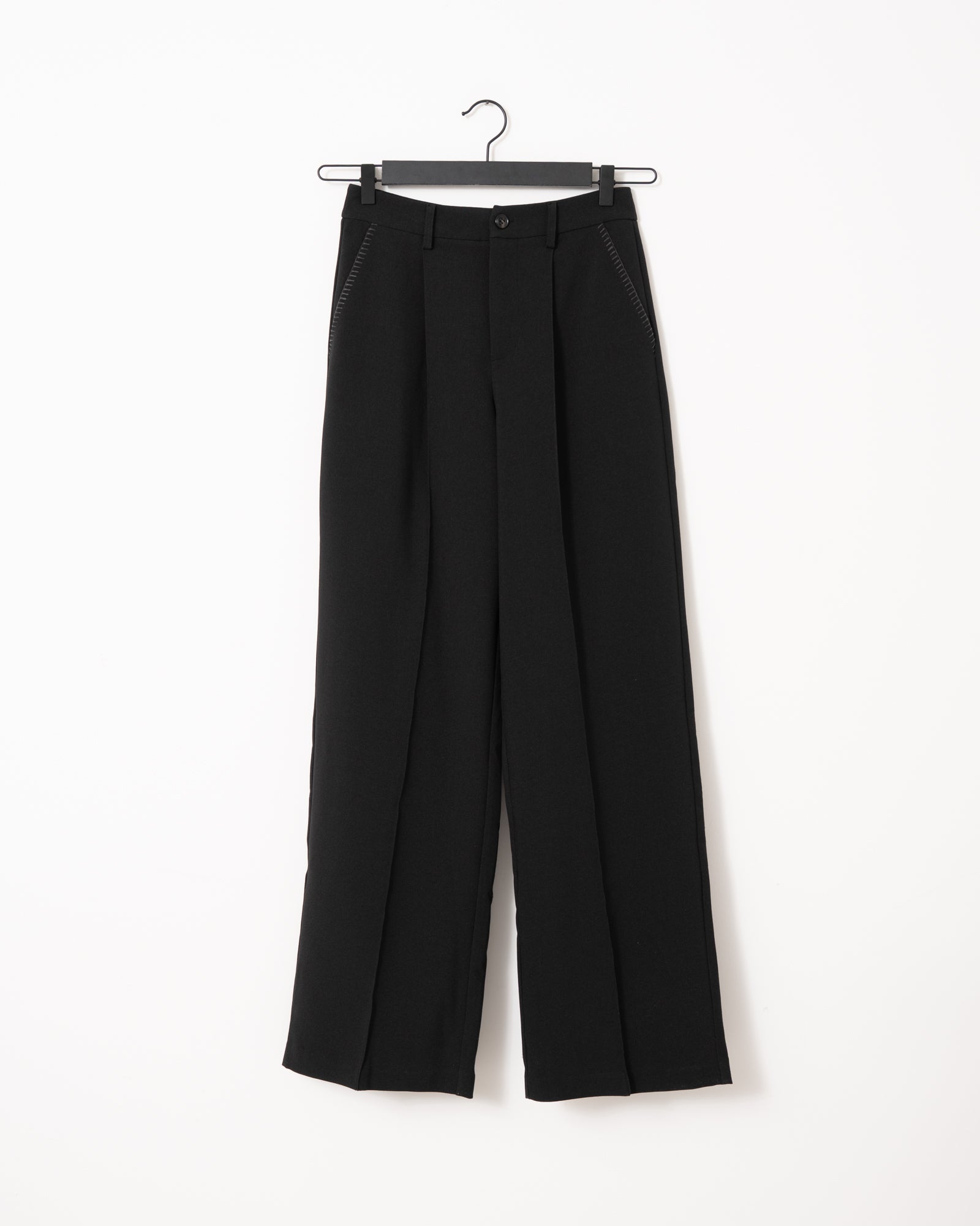 Stitch Pintuck Pants Black