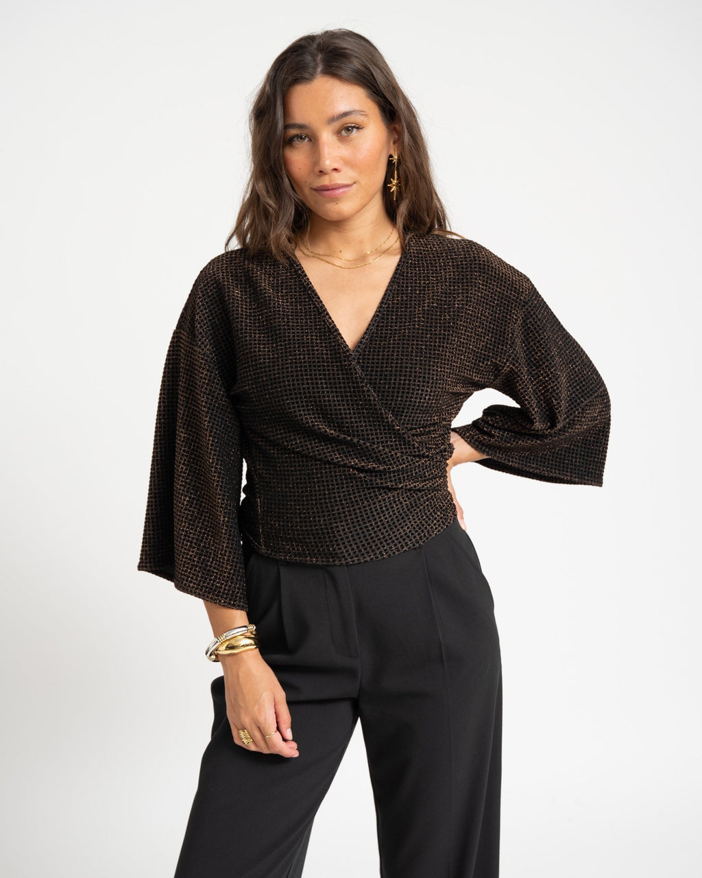 Sunny Velvet Checkered Gold One Size