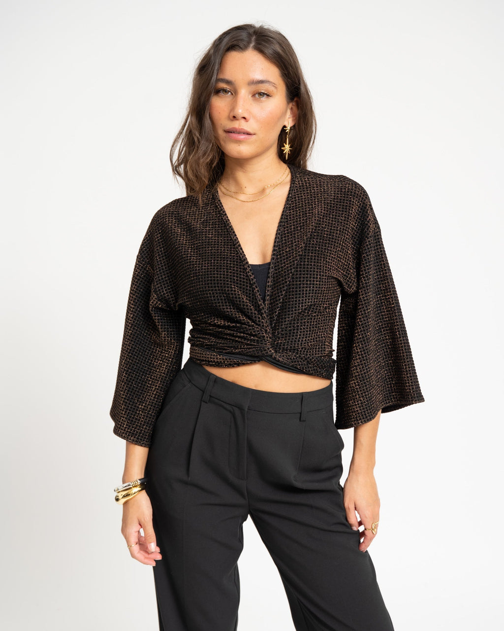 Sunny Velvet Checkered Gold One Size