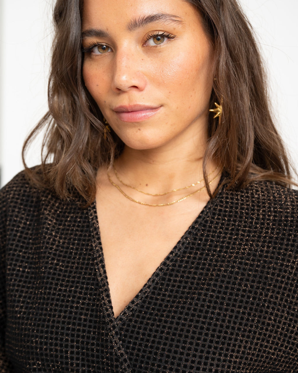 Sunny Velvet Checkered Gold One Size