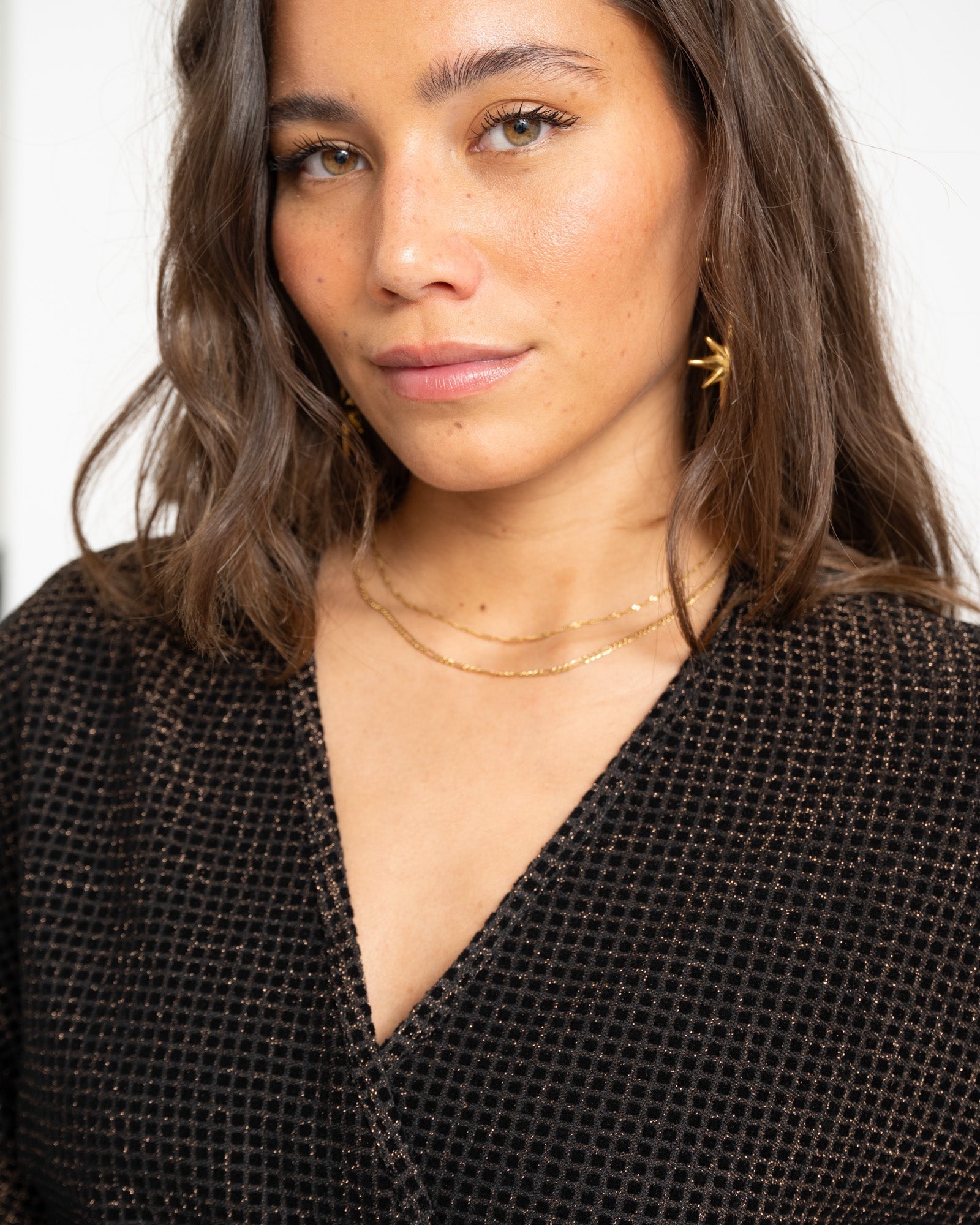 Sunny Velvet Checkered Gold One Size