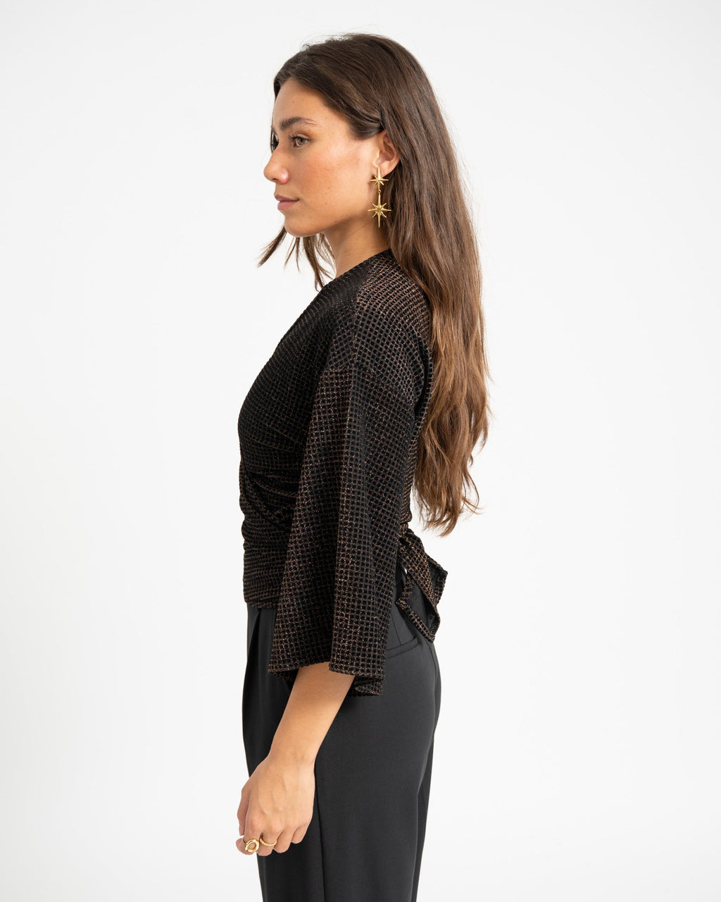 Sunny Velvet Checkered Gold One Size