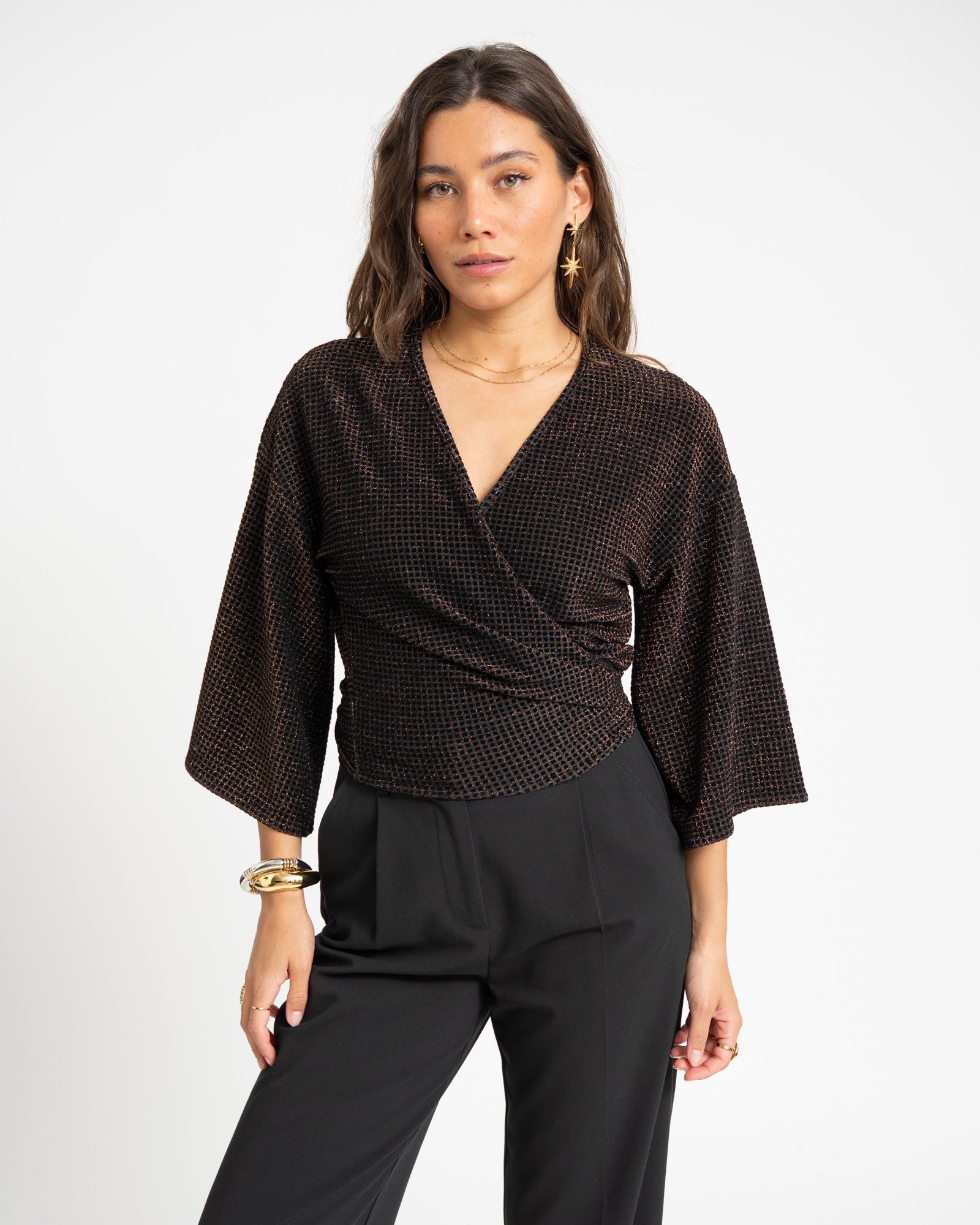 Sunny Velvet Checkered Gold One Size