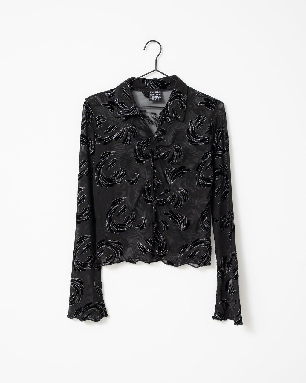 Vivienne Velvet Mesh Blouse Black