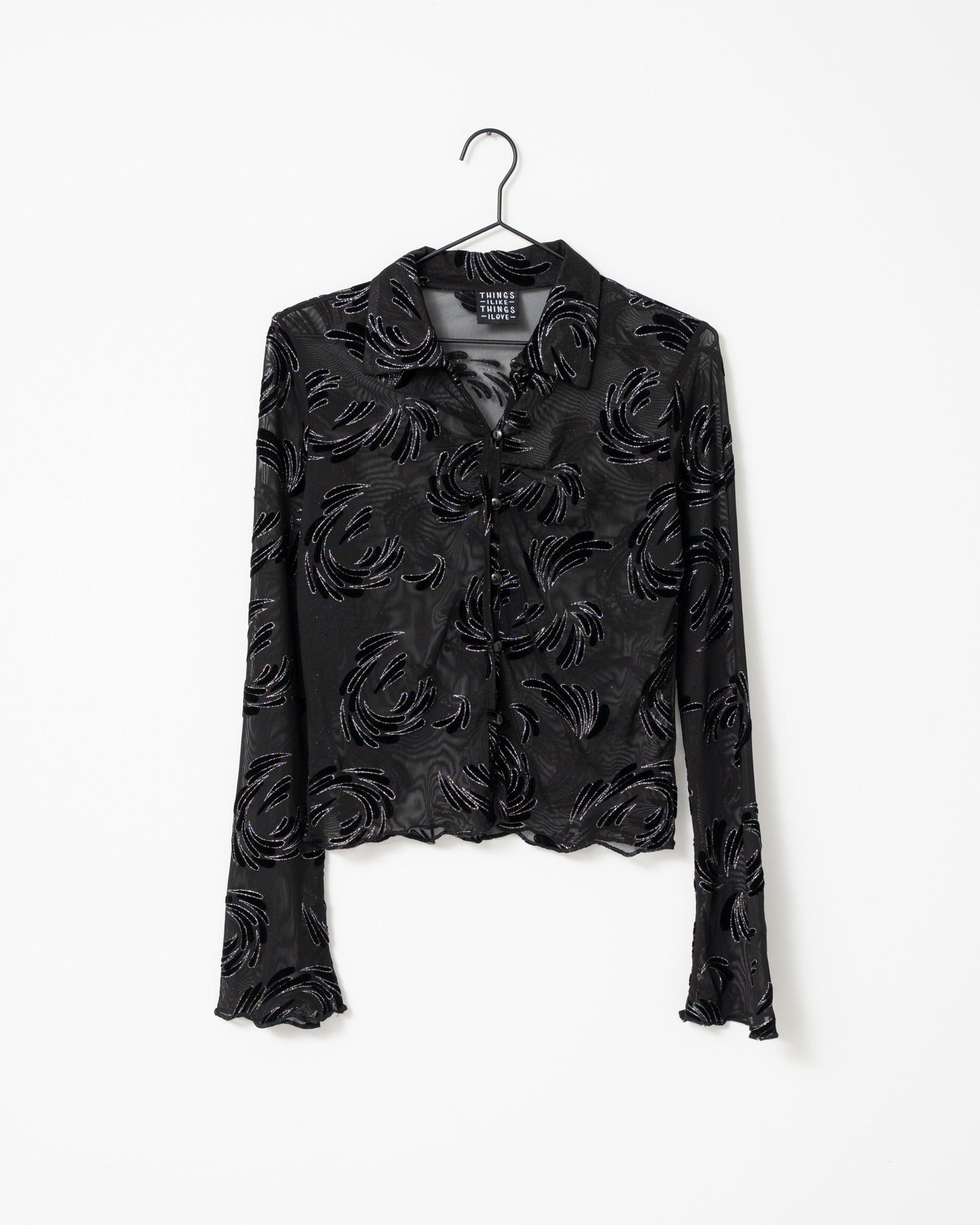 Vivienne Velvet Mesh Blouse Black